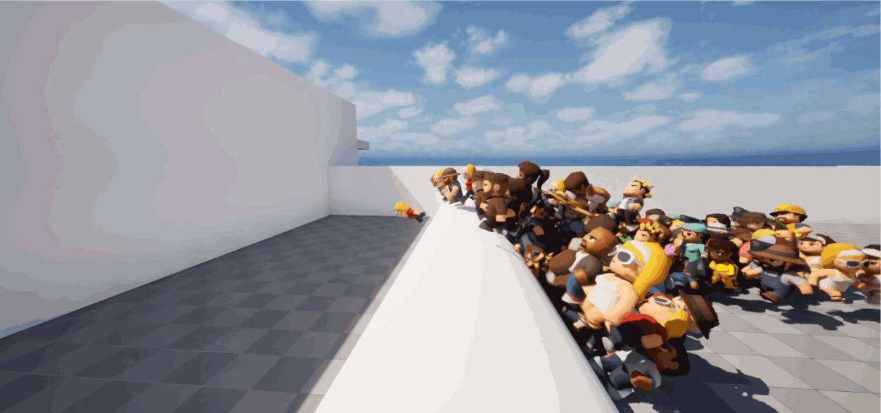 Entities climbing curved surface