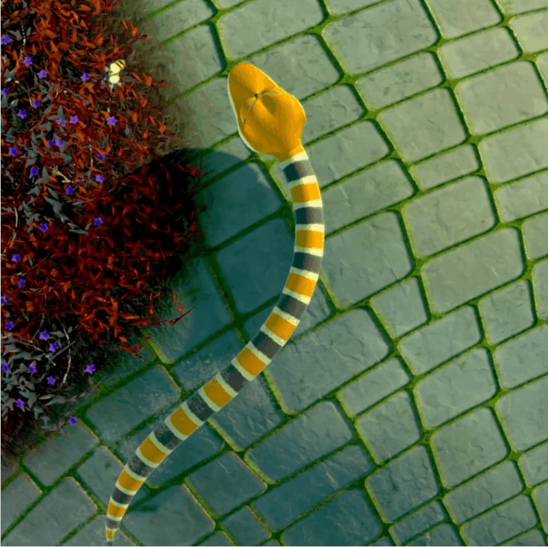 Snake navigating through the level.